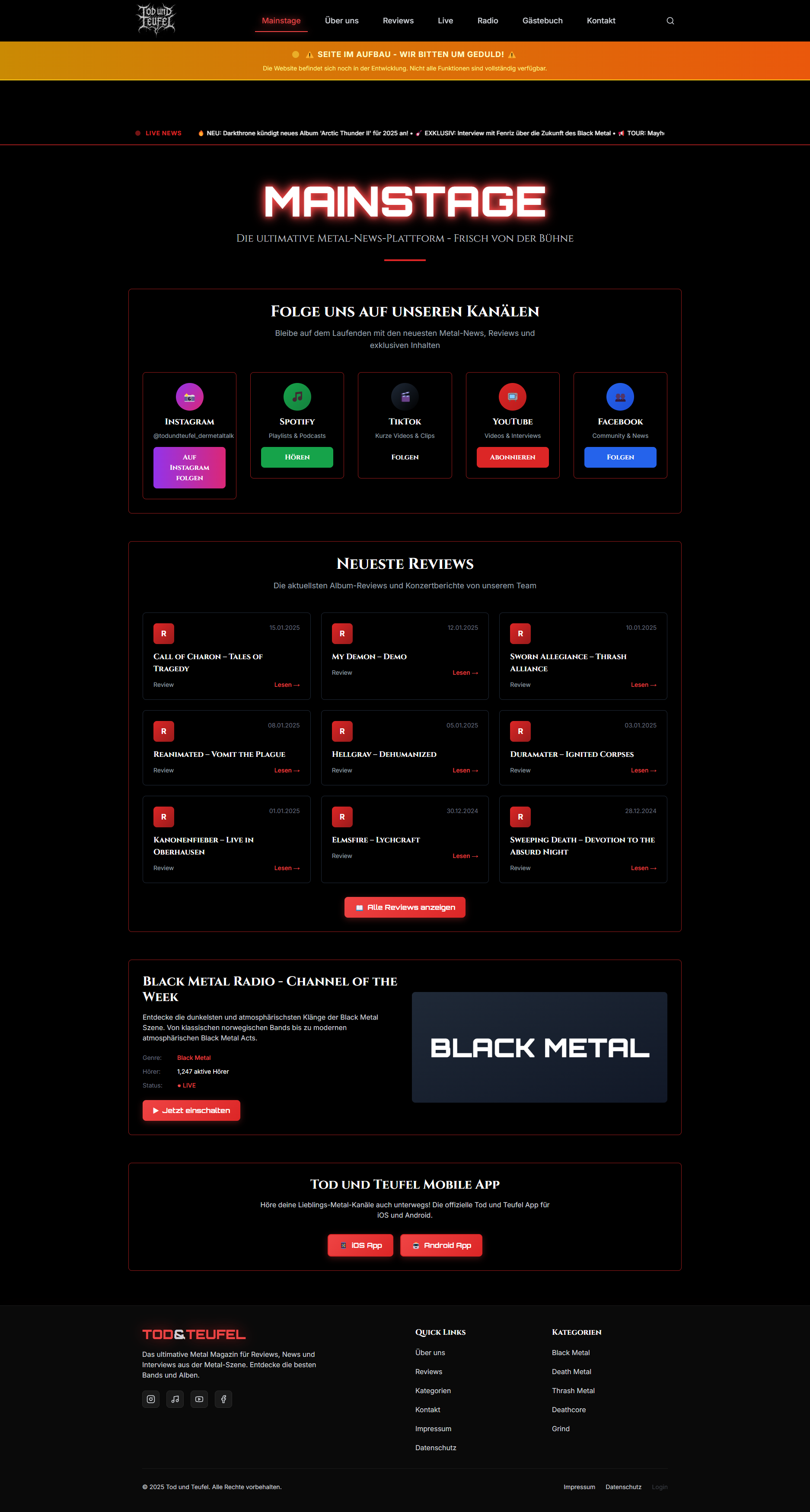 TUT Magazin - Metal Magazin Website Screenshot
